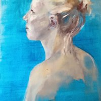 Study on blue  £250
30x40cm oil on canvas sheet