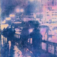 Commute (purple) £1,750
cyanotype, mixed media, stretched canvas framed
 115cmx87cm